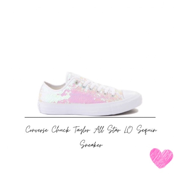 Converse Shoes - Converse Chuck Taylor All Star LO Sequin Sneaker - White / Multicolor